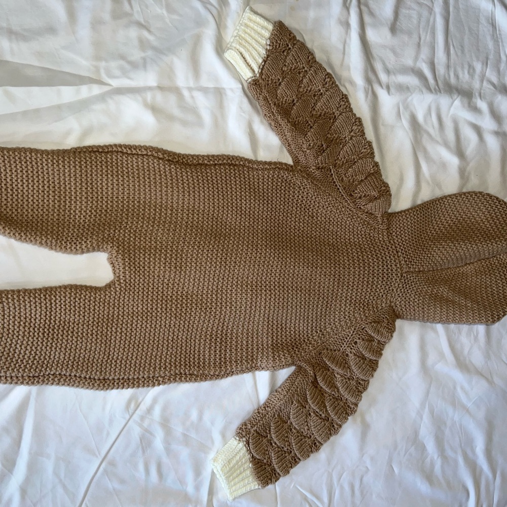NWT 12-18 months JunNeng cable knit romper with hood (& ears)! 😊 - Picture 2 of 3